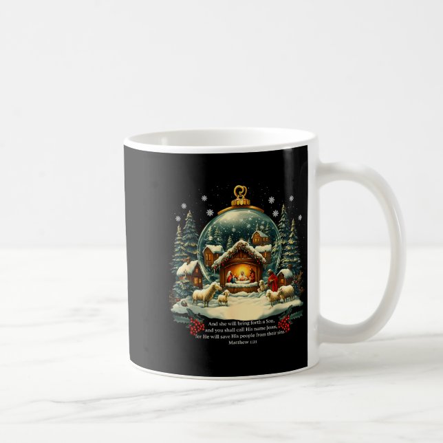 Nativity Ornament Christmas Scene Matthew 1_21  Kaffemugg (Höger)