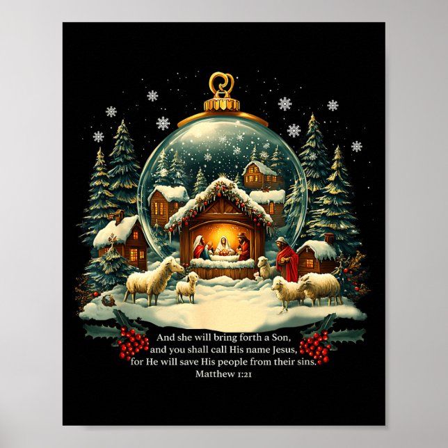 Nativity Ornament Christmas Scene Matthew 1_21  Poster (Framsidan)