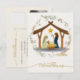 Nativity Scene Baby Jesus in the Manger Your Photo Helg Vykort