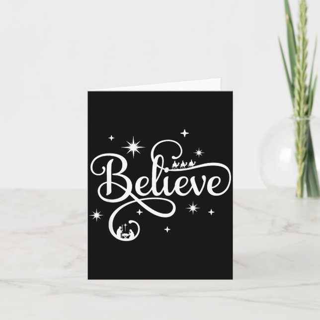 Nativity Scene Believe Christian Family Merry Chri Kort (Framsida)