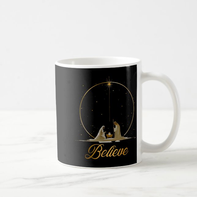 Nativity Scene Believe Christian Xmas Family Merry Kaffemugg (Höger)
