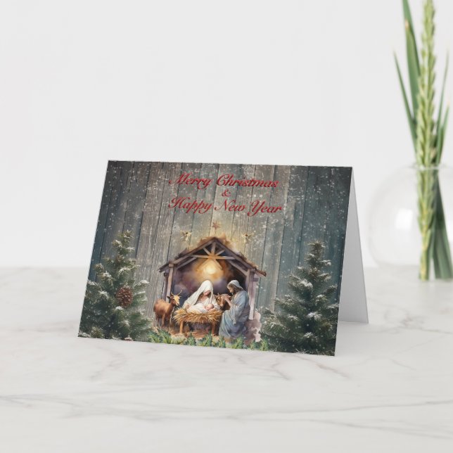 Nativity Scene Christmas Card Meddelande (Framsida)
