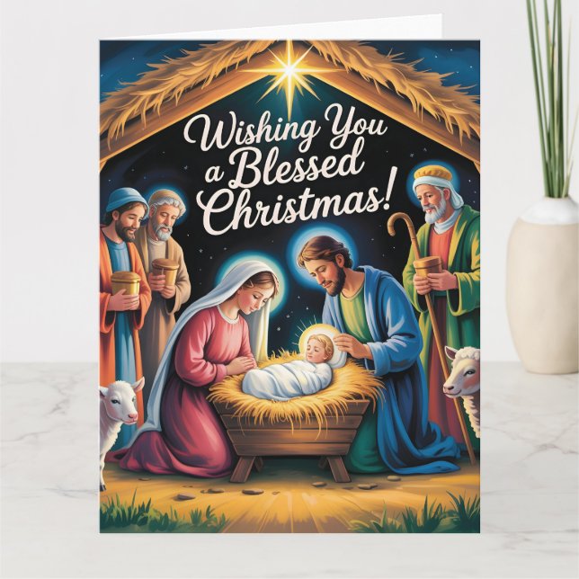 Nativity Scene Christmas Greeting Kort (Framsida)