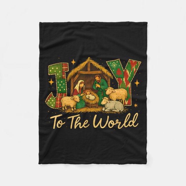 Nativity Scene Joy To The World – Christmas Faith  Fleecefilt (Framsidan)