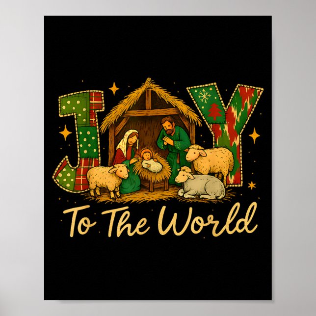 Nativity Scene Joy To The World – Christmas Faith  Poster (Framsidan)