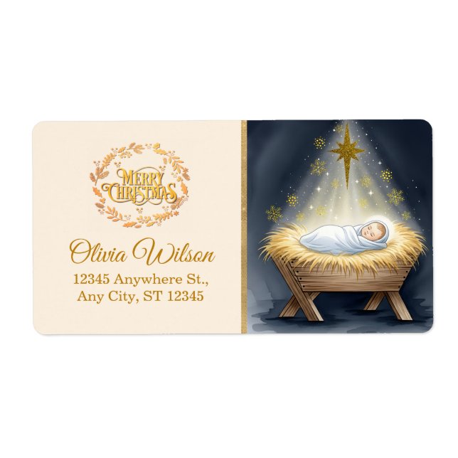 Nativity Scene "Merry Christmas" Fraktsedel (Framsidan)