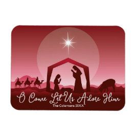 Nativity Scene O Come Let Us Adore Him Christmas Magnet