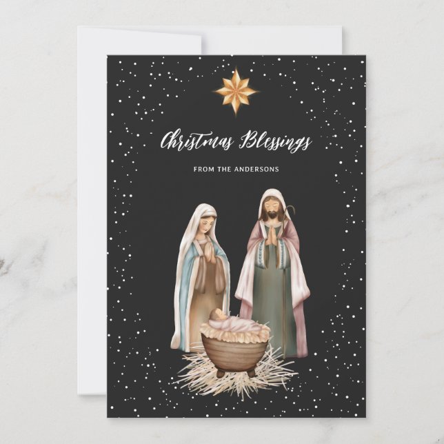 Nativity Scene Star Baby Jesus Christian Christmas Julkort (Framsida)