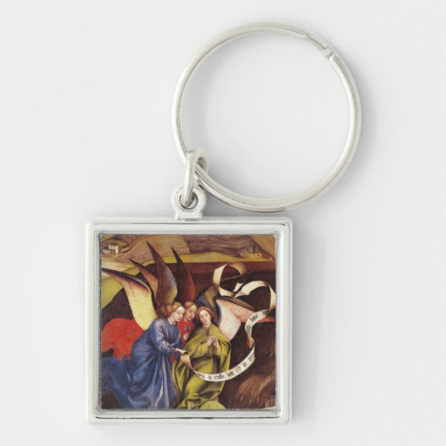 Nativity specificerar av tre änglar, c.1425 fyrkantig silverfärgad nyckelring (Framsidan)