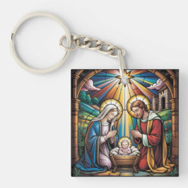 Nativity Stained Glass Art – Holy Family Christmas