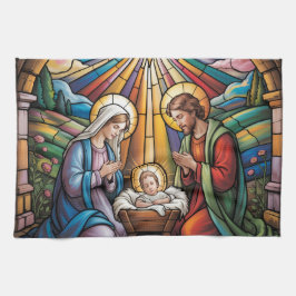 Nativity Stained Glass Art – Holy Family Christmas Kökshandduk