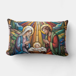 Nativity Stained Glass Art – Holy Family Christmas Lumbarkudde