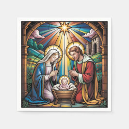 Nativity Stained Glass Art – Holy Family Christmas Pappersservett