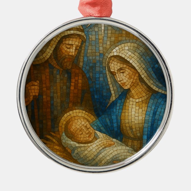 Nativity Stained Glass Mosaic | Holy Family  Julgransprydnad Metall (Framsidan)