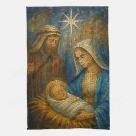Nativity Stained Glass Mosaic | Holy Family  Kökshandduk