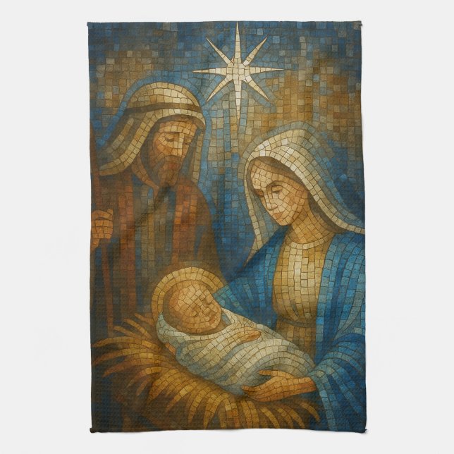 Nativity Stained Glass Mosaic | Holy Family  Kökshandduk (Vertikal)
