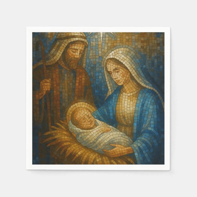 Nativity Stained Glass Mosaic | Holy Family  Pappersservett (Framsidan)