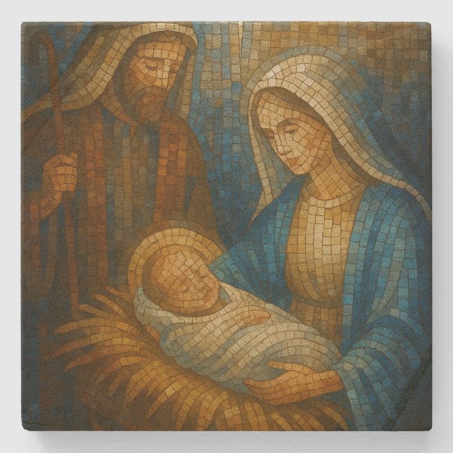 Nativity Stained Glass Mosaic | Holy Family  Stenunderlägg (Framsidan)