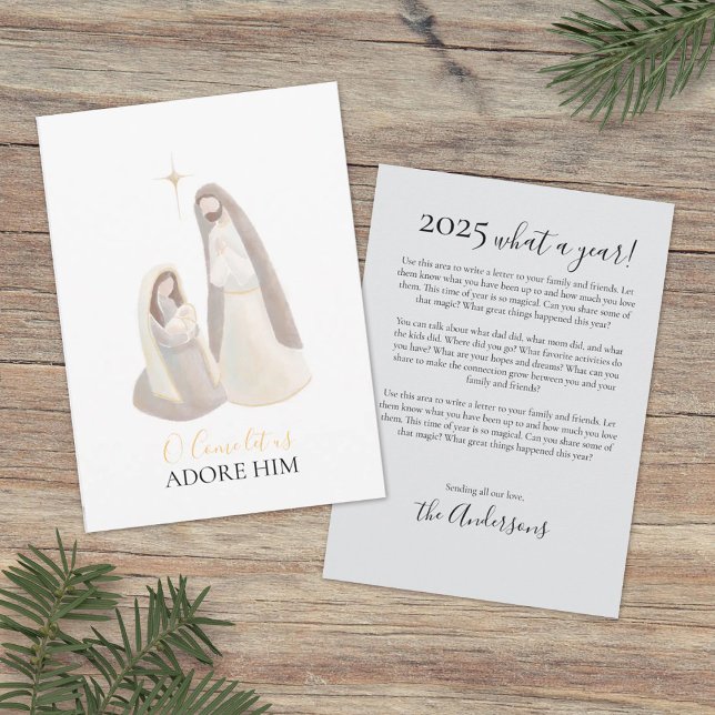 Nativity Watercolor Christmas Card with Letter Julkort (Skapare uppladdad)
