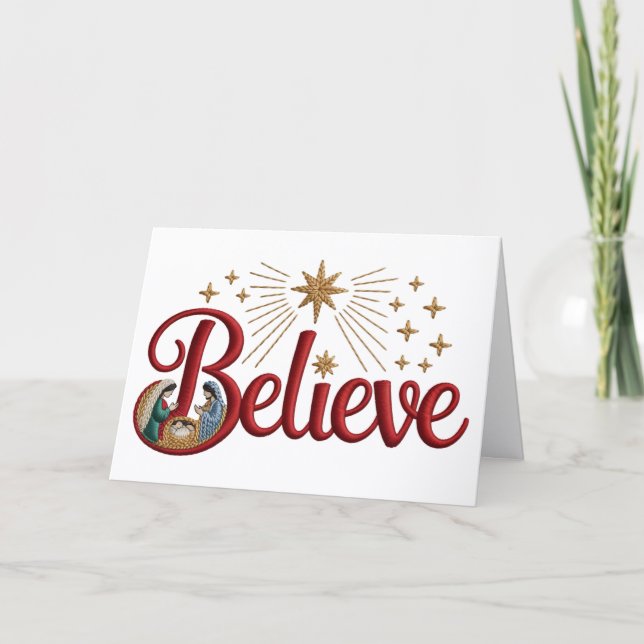 Nativity Yarn Crochet (Faux, Not actual Yarn) Helgkort (Framsida)