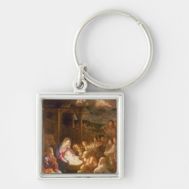 Nativityen på natten, 1640 fyrkantig silverfärgad nyckelring (Framsidan)