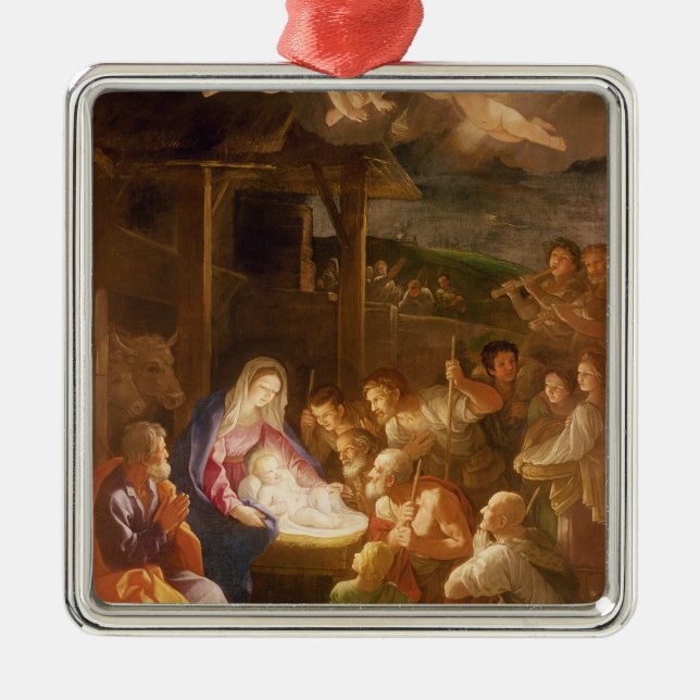 Nativityen på natten, 1640 julgransprydnad metall (Framsidan)