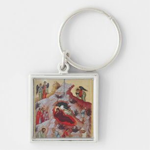 Nativityen, rysk symbol, 16th århundrade fyrkantig silverfärgad nyckelring