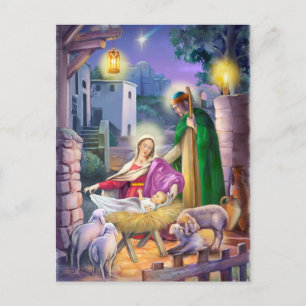 Nativityjul Helg Vykort