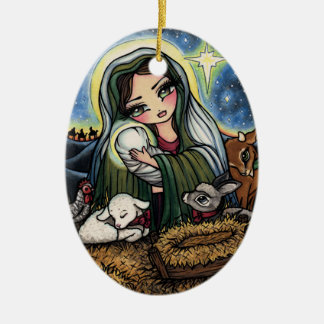 NativityjulJesus Mary konst av Hannah Lynn Julgransprydnad Keramik