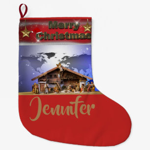 Nativityjulstrumpa (12" x 20") stor julstrumpa