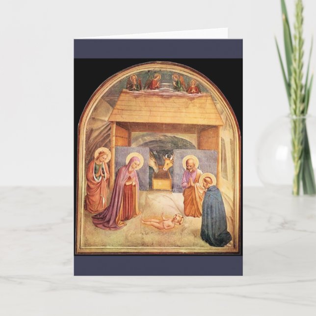 Nativitykort för Fra Angelico, latinsk text Helgkort (Framsida)