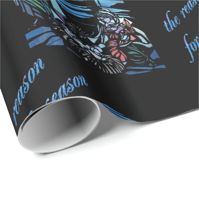 Nativitymålat glass presentpapper (Rullad Hörn)