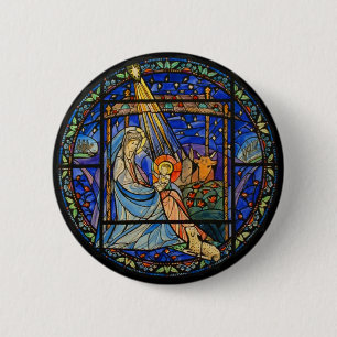 Nativitymålat glassfönster knapp
