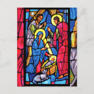 Nativitymålat glassjul helg vykort