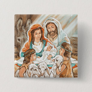 Nativitymålning med lite herdepojkar knapp