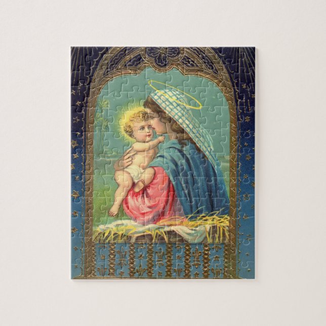 NativityMary innehav babyen Jesus Pussel (Vertikal)