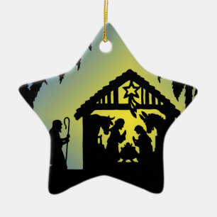 NativitySilhouetteglädje till världen Julgransprydnad Keramik