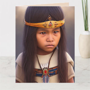 NATIVT AMERIKANSKT TRIBAL BOY ART BIRTHDAY-KORT KORT