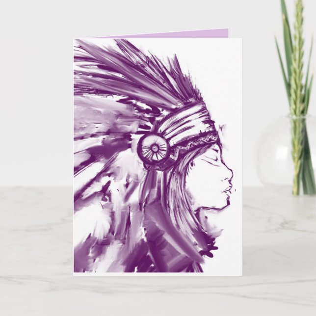 NATIVT INDIAN WOMAN ART BIRTHDAY-KORT KORT (Framsida)