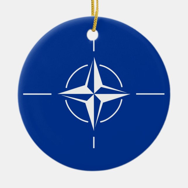 Nato flagga Nordatlantiska fördragsorganisationen  Julgransprydnad Keramik (Framsidan)