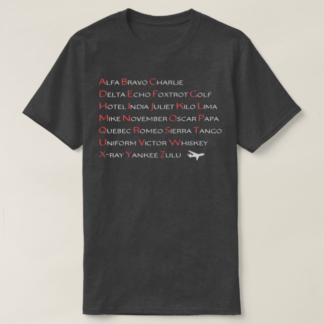 NATO Phonetic Alphabet T  T Shirt (Design framsida)