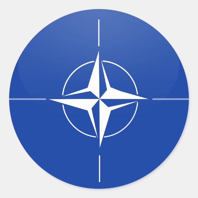 Nato Quality Flagga Circle Runt Klistermärke (Framsida)