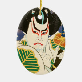 Natori Shunsen Bando Hikosaburo Thirty-six Kabuki Julgransprydnad Keramik