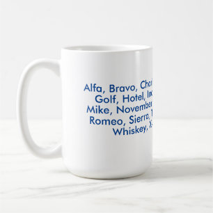 "Natos" fonetiska alfabet, Alfa till Zulu Kaffemugg