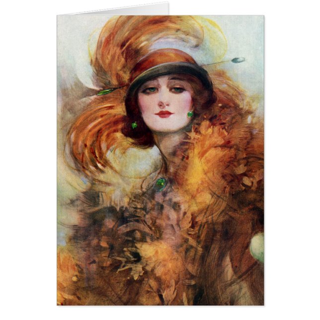 Nätt 20-tal för kvinnaklaffmode hälsningskort (Framsidan)