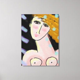 Natt 2 Abstrakt Digital Porträtt från en kvinna Canvastryck