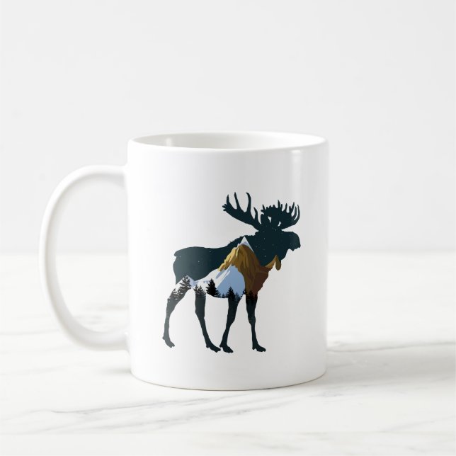 Natt Älg Skog Kaffemugg (Vänster)