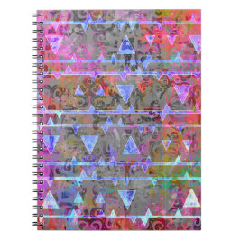 Nätt Aztec mönster för vattenfärgtriangelsymbol Anteckningsbok Med Spiral