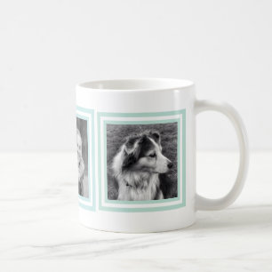 Nätt blått och det gröna Instagram fotoet Kaffemugg