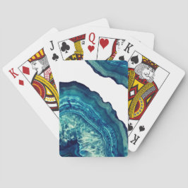 Nätt blått- och krickaAgateGeode sten på blått Kortlek